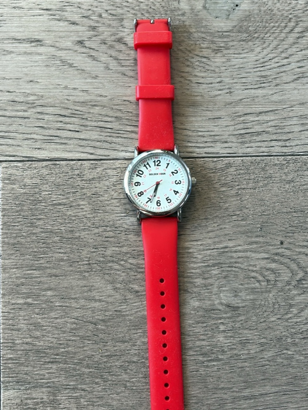 Red Silicone Strap Men’s Analog Watch